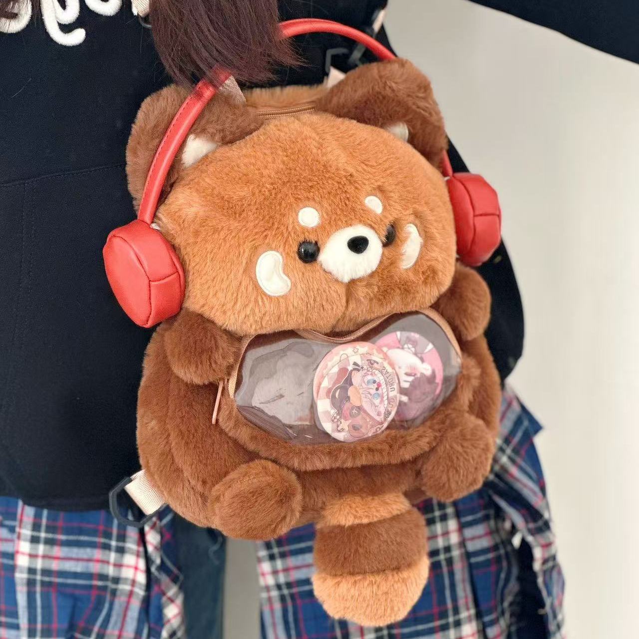 小浣熊ins风可爱双肩包