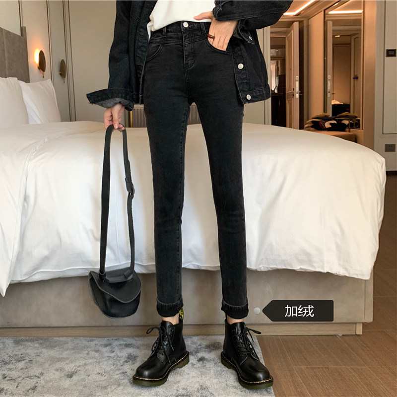 2019秋冬新款韩版黑色高腰牛仔裤女修身显瘦小脚裤百搭铅笔裤长裤|msdalam kategori Butik wanita / wanita, seluar jeans - dari Buy2taobao.com untuk memberikan perkhidmatan ejen Taobao profesional membeli