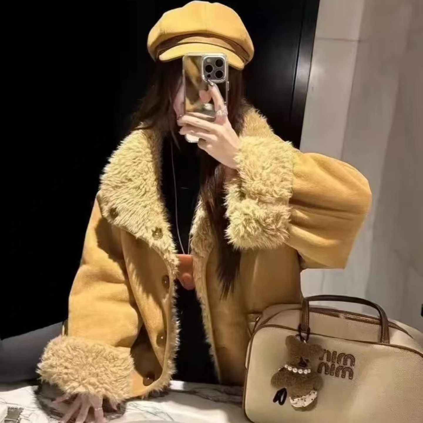 2025新款两穿皮毛一体羊羔毛外套