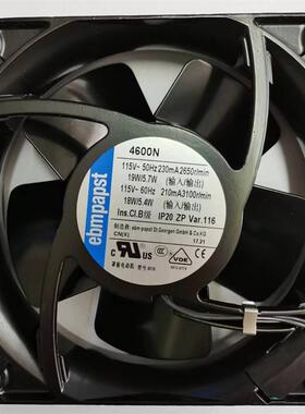 EBM4600N橱柜展示柜冷柜用美标115V19W/5.4W方形12038散热风机