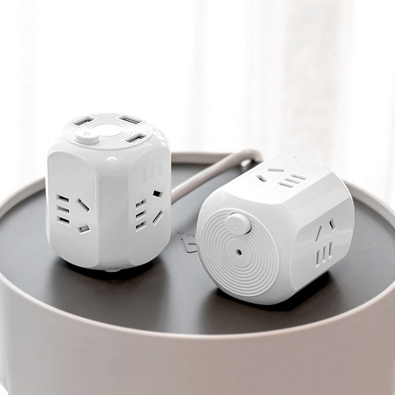 小巧魔方插座带线多功能usb无线转换器带开关桌面智能多充电插板