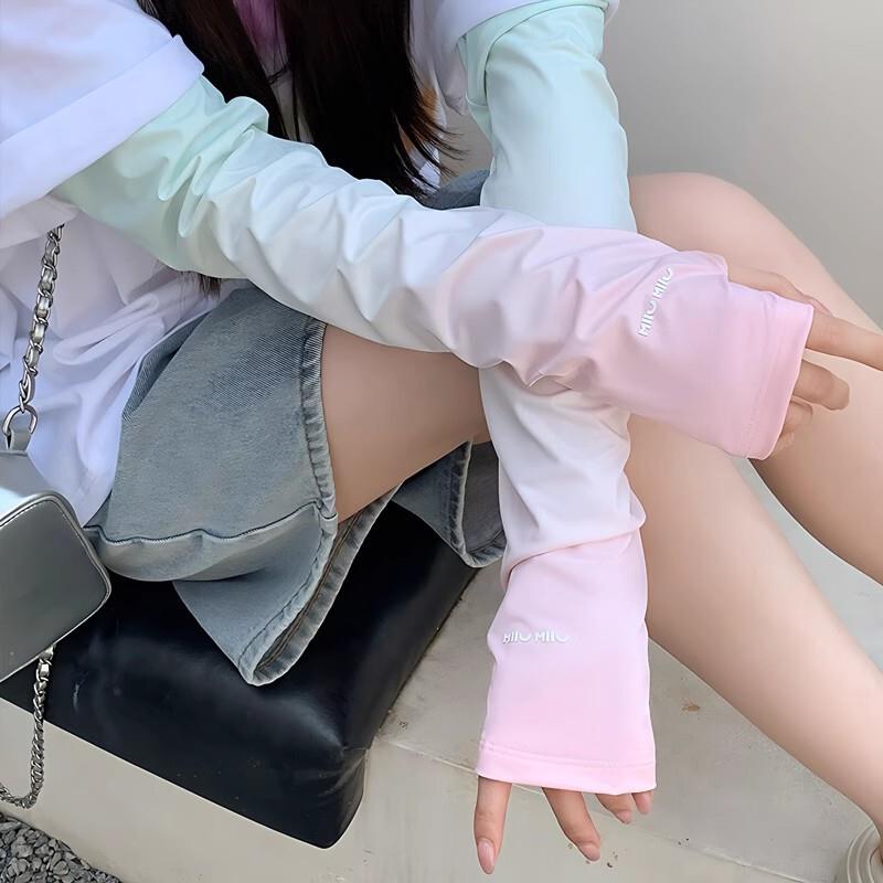 新款渐变冰丝冰袖夏季防晒袖套女宽松手套护袖防紫外线手袖