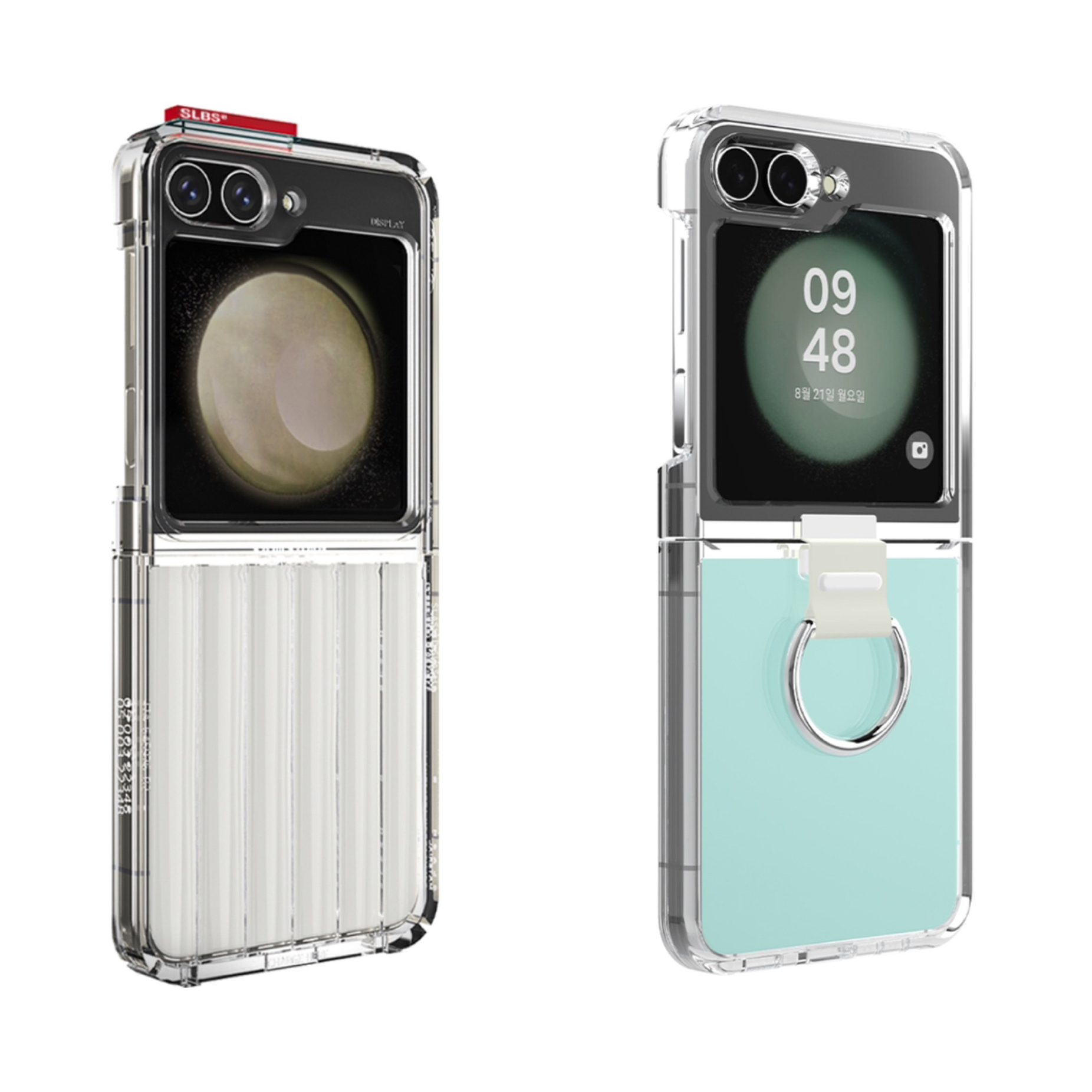 韩国官方正品 三星SLBS适用zFLip5/W24flip手机壳保护套透明主题壳带指环可放主题卡互交防摔硬壳简约