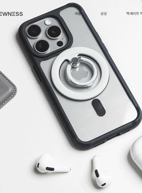 韩国正品 NEWNESS 适用苹果14/14pro/14plus/14Promax防摔磁吸挂绳手机壳13pro保护套专利硅胶透明简约商务
