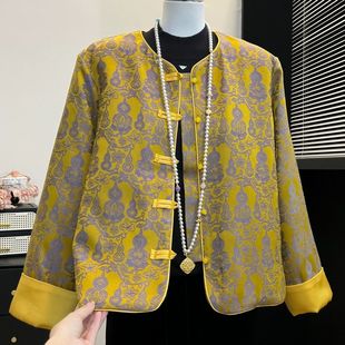 妈妈装复古新中式国风夹棉外套秋冬新款2025高贵优雅唐装盘扣上衣