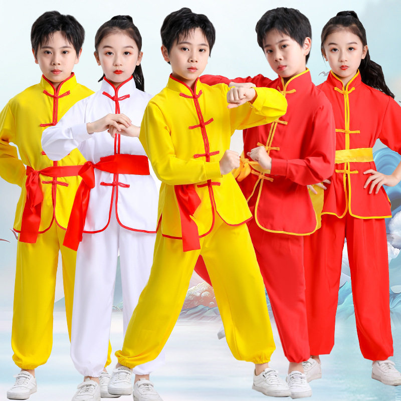 儿童武术服练功服女童男童功夫太极服长袖短袖少儿训练服装表演服