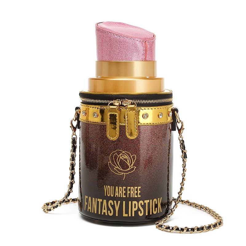 2025新款创意口红包包女造型圆筒时尚百搭链条斜挎小包链条女包包