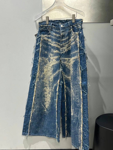 Alex日代 TAAKK WIDE DENIM PANTS 糜烂破坏牛仔长裤 24SS