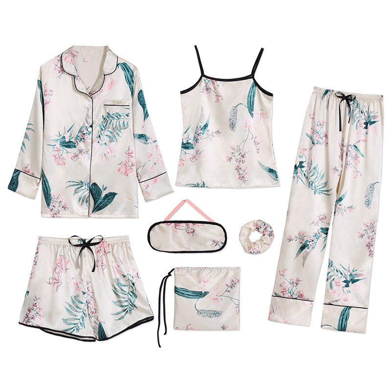 春季七件冰丝绸学生清新家居服