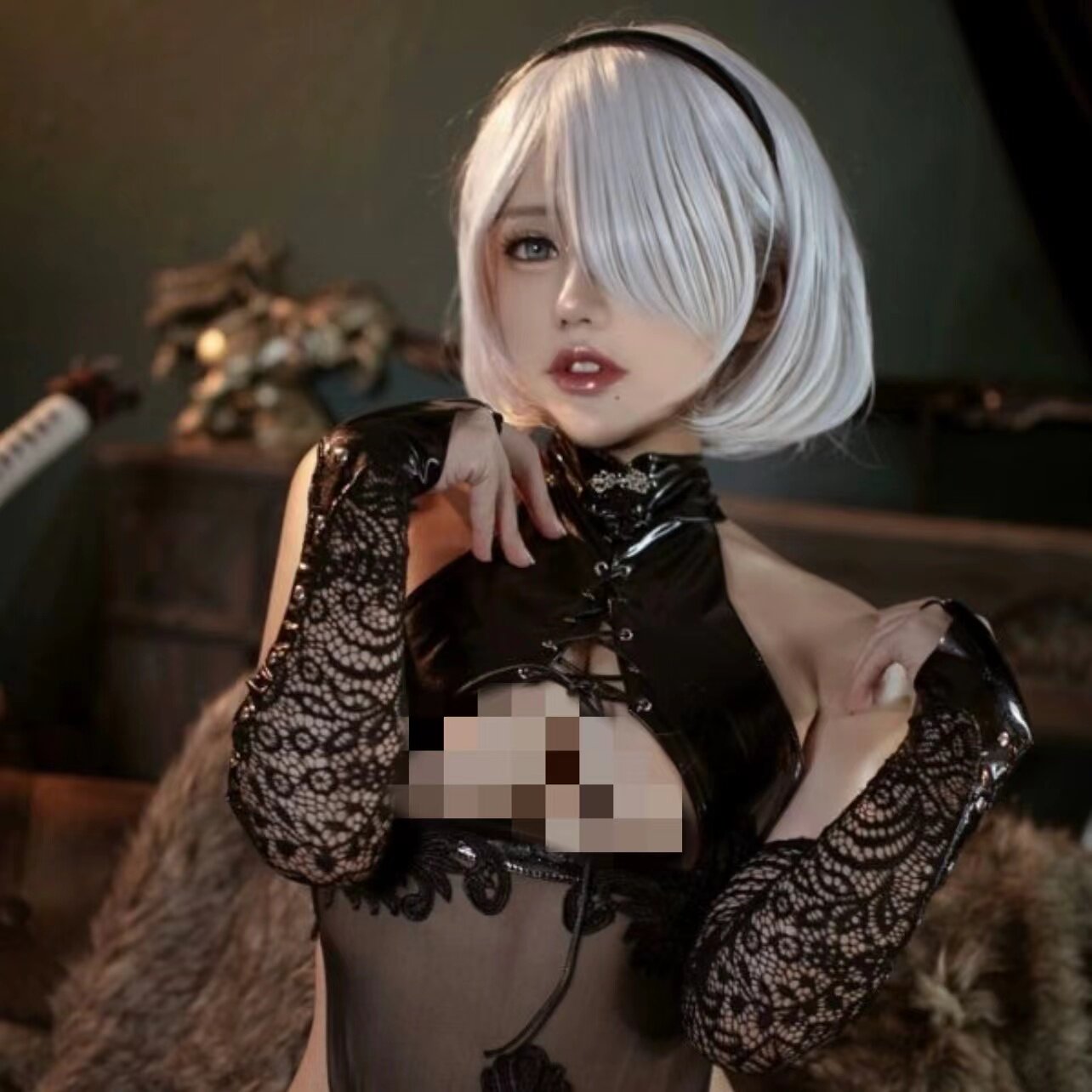 魅暗黑风透视尼尔机械纪元超闪连体衣2Bcosplay万圣节性感制服