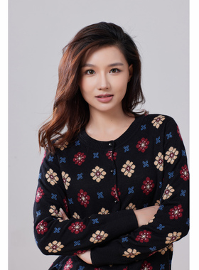 米高尊尼2024秋冬女圆领开衫百搭针织外套宽松长袖上衣显瘦M19565