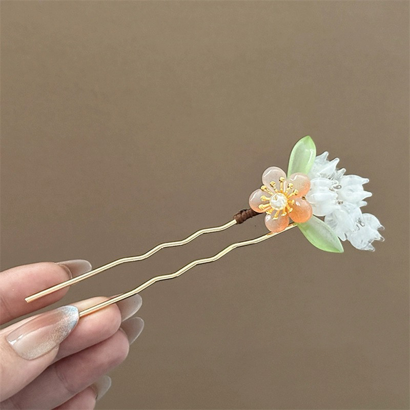 新中式琉璃U型发簪旗袍汉服配饰