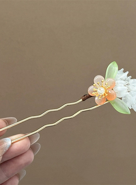 新中式琉璃U型发簪旗袍汉服配饰