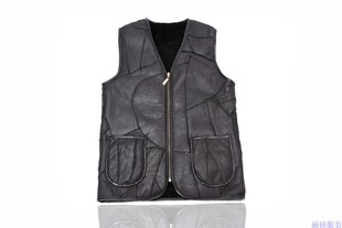 2018羊剪绒皮毛一体羊皮马甲真皮拼接马甲冬保暖背心加厚坎肩外套