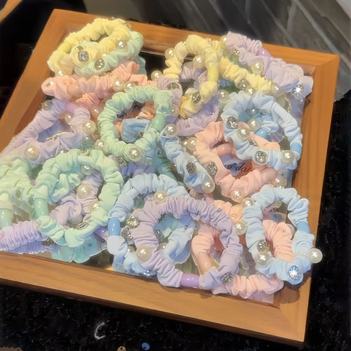 夏季韩系多巴胺彩色珠珠小肠发圈