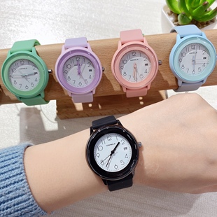 新款 考试用石 学生果冻表柔软硅胶日历表ins小众百搭圆形防水时尚