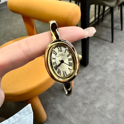 浴缸手镯表罗马刻度轻奢高级感韩系女小众简约百搭石英椭圆形