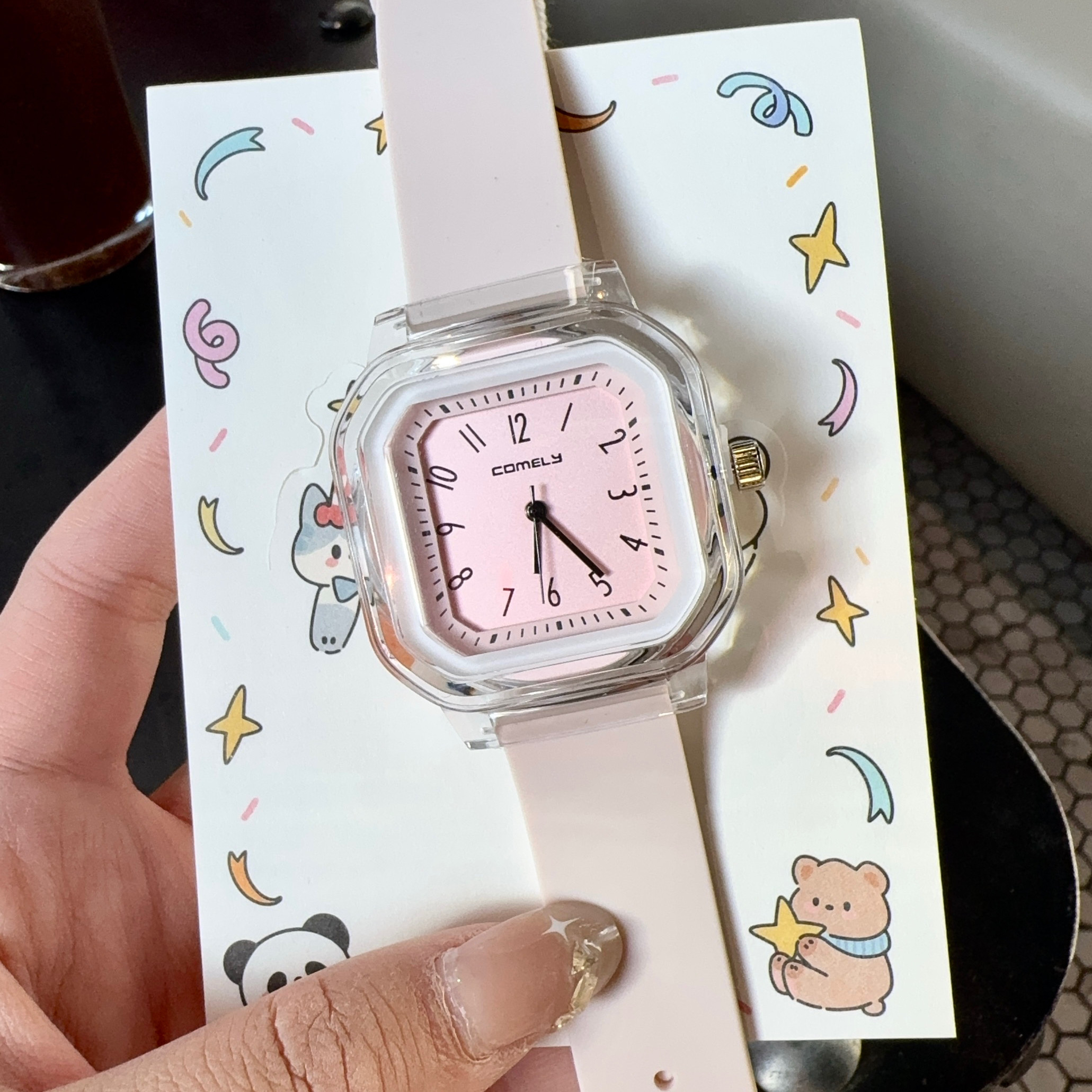 多巴胺手表方形女款学生初高中女ins风可爱数字考试表高颜值简约