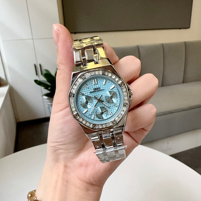 IBSO潮流新款三圈轻奢女表韩系小众高级感气质钢带镶钻时尚百搭