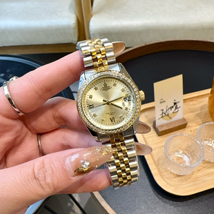 艺术女镶钻高颜值钢带礼盒包装 新款 高级感日志小众腕表西家同款