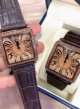时尚个性防水方形时尚女士皮带表拉宝丽复古水钻大表盘潮流石英表