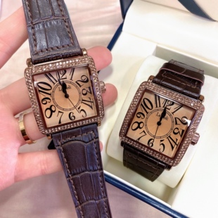 女士皮带表拉宝丽复古水钻大表盘潮流石英表 防水方形时尚 时尚 个性