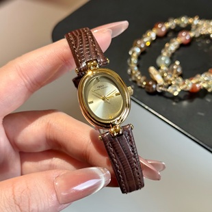 小金豆简约小众轻奢皮带椭圆形复古文艺女士手表防水正品