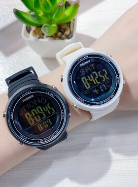 百圣牛电子手表学生运动多功能初高中防水计时闹钟百搭硅胶带夜光