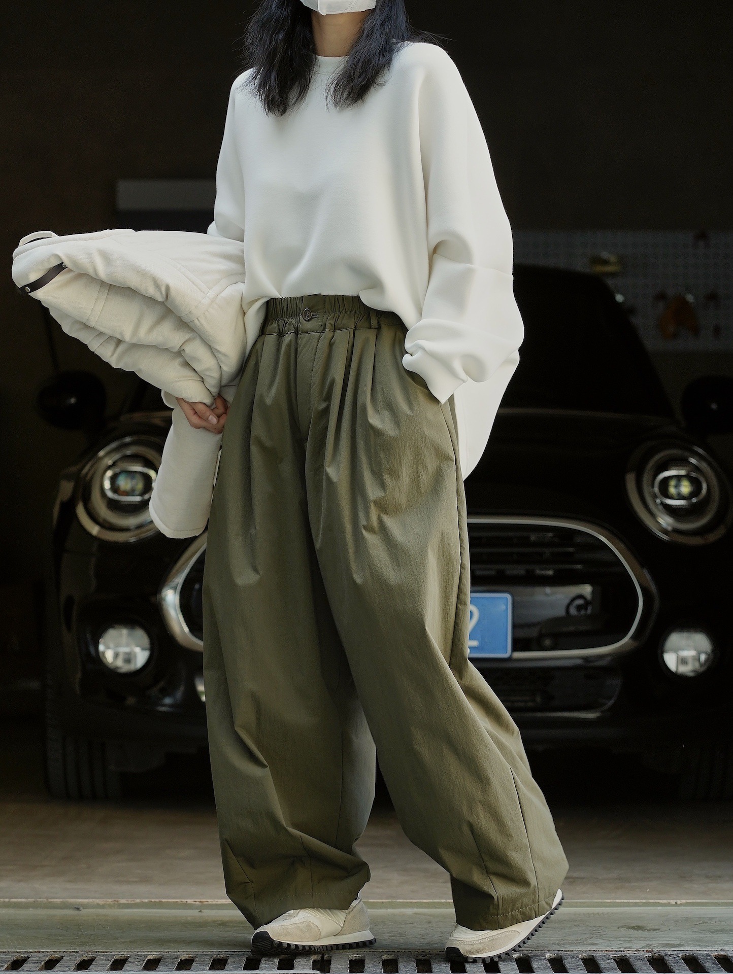 肆·日系复古廓形夹棉高腰阔腿休闲长裤宽松加厚保暖裤女