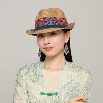 文艺民族风爆款春夏新款大檐草帽女防晒遮阳时尚海边大沿沙滩帽子