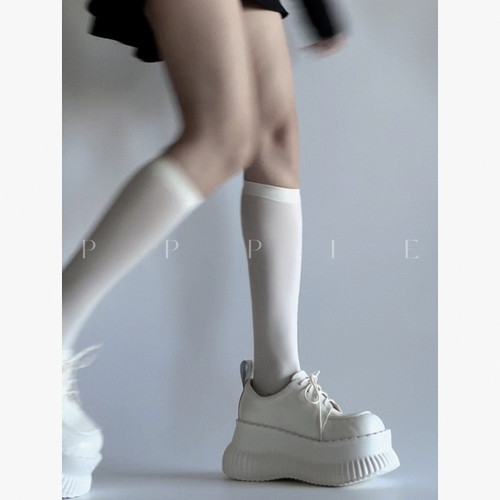 PPPIE逆袭小方圆8cm全牛皮日常百搭显瘦小皮鞋厚底鞋