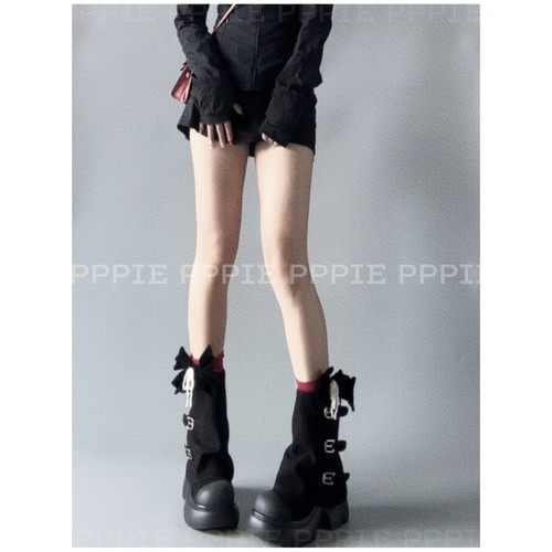 PPPIE 黑灰光影 7cm鞋头擦色氛围好十足的烟管风格短靴