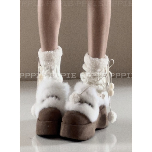 PPPIE 雪顶兔儿 6.5cm鞋垫加厚可拆卸保暖兔毛厚底拖鞋