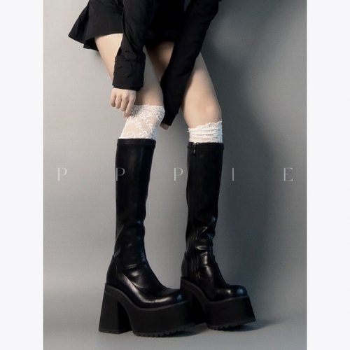 PPPIE 野性小猫暗黑增高10.8cm牛皮瘦瘦靴