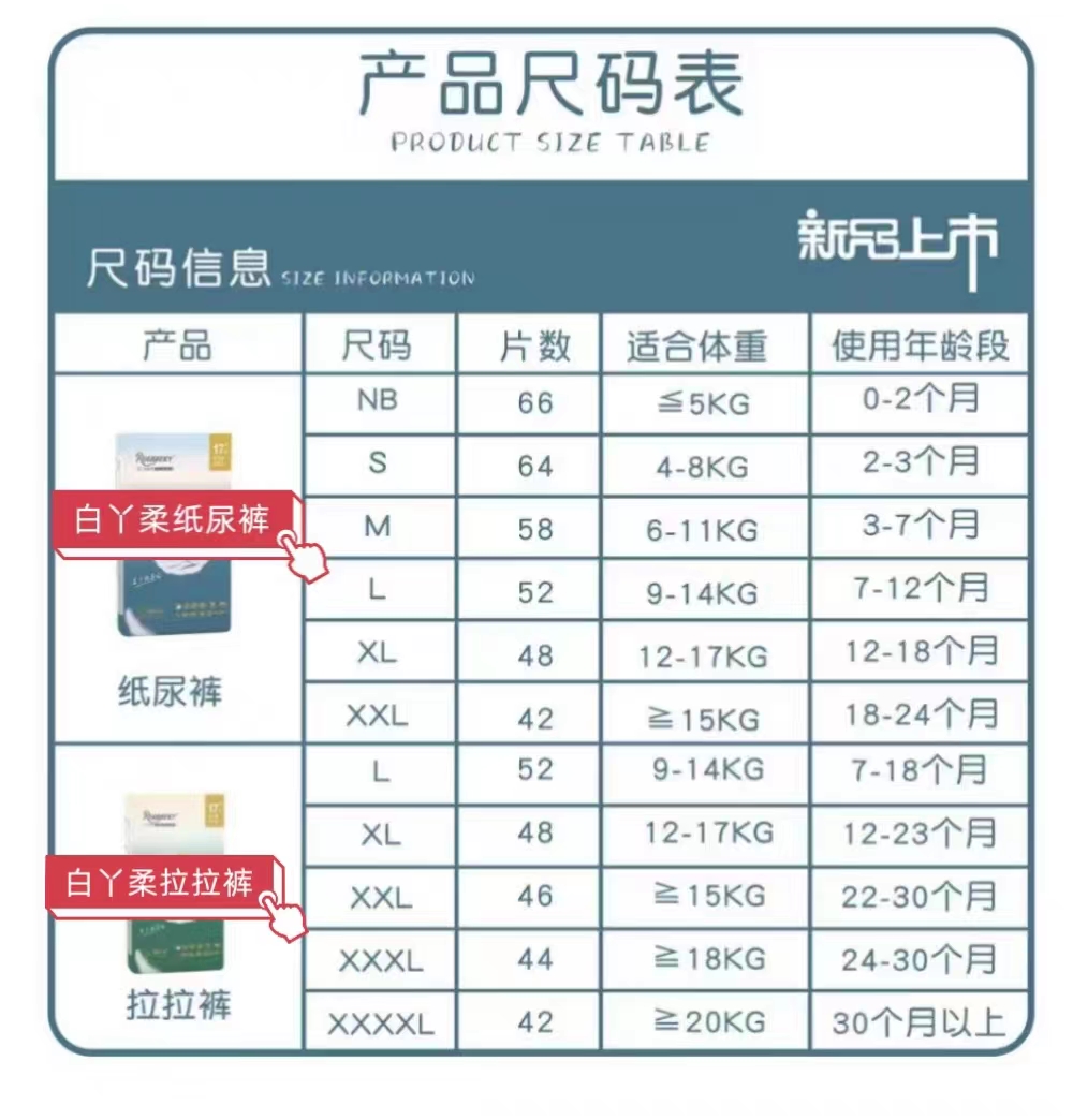 柔丫新品黄丫白丫柔纸尿裤拉拉裤一体裤新生儿nb码尿不湿