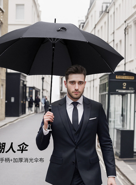 新品英伦绅士自动抗风加大加固加厚雨伞商务时尚长柄男结实高尔夫