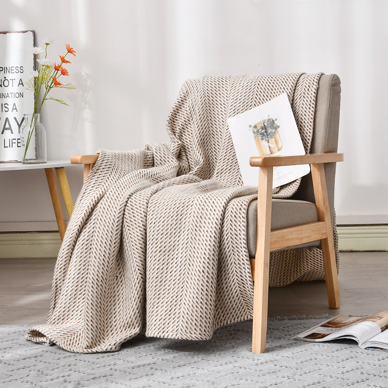 米白色现代轻奢床尾巾搭毯酒店民宿客厅卧室样板房间软装装饰毯