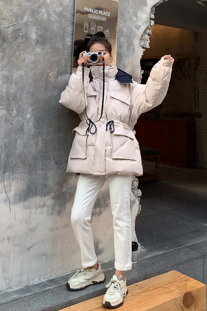 现货2023冬季新款工装撞色棉衣外套,女装棉衣/棉服,时倾STUDIO