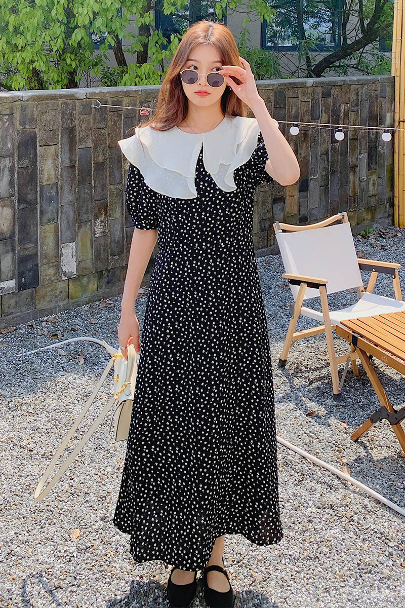 现货2022夏季新款荷叶领碎花连衣裙1803P100K148,女装连衣裙,时倾STUDIO