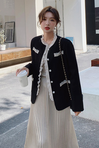 高级感蕾丝拼接小香风外套女2025春季新款韩系时尚气质小个子上衣图片