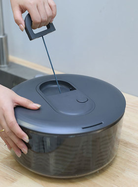 英国Zyliss手动抽绳蔬菜甩水器沙拉神器厨房洗菜甩干盆旋转滤水盆