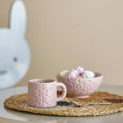 丹麦代购 Bloomingville粉色小雏菊粗陶小号马克杯子甜品碗饭碗