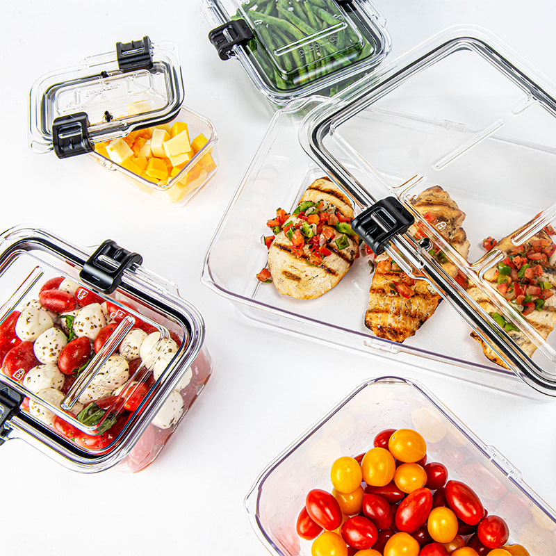 美国 Prepara塑料保鲜盒滑锁式密封冰箱收纳盒可微波午餐饭盒套装