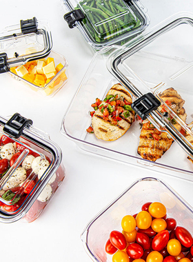 美国 Prepara塑料保鲜盒滑锁式密封冰箱收纳盒可微波午餐饭盒套装