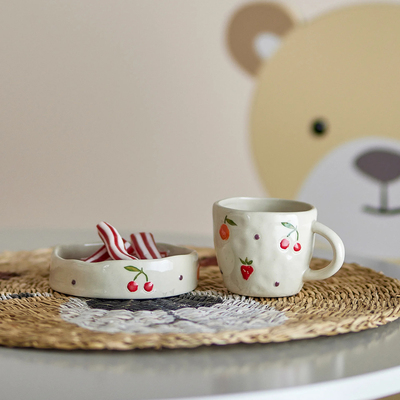 丹麦代购 Bloomingville儿童餐具粗陶套装小号马克杯子饭碗礼盒装