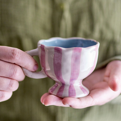 丹麦Bloomingville 可爱扭扭糖果小号粗陶瓷马克杯子咖啡杯210ml