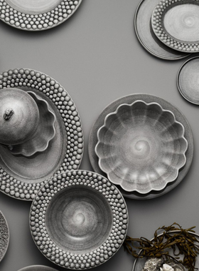 瑞典代购 Mateus 重磅艺术手工描绘浮雕陶瓷盘子西餐碟子杯子餐具