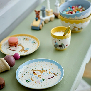 丹麦 Bloomingville超可爱卡通儿童盘子甜品盘小碟子陶瓷碗小杯子