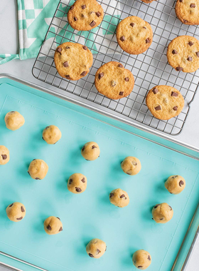 美国代购 Nordic Ware蓝色硅胶烤垫晾架冷却架烤网烤盘烘焙三件套