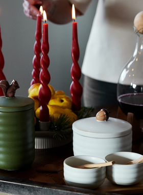 瑞典代购Sagaform可爱小松鼠Ellen零食罐食品收纳盒马克杯茶杯盘